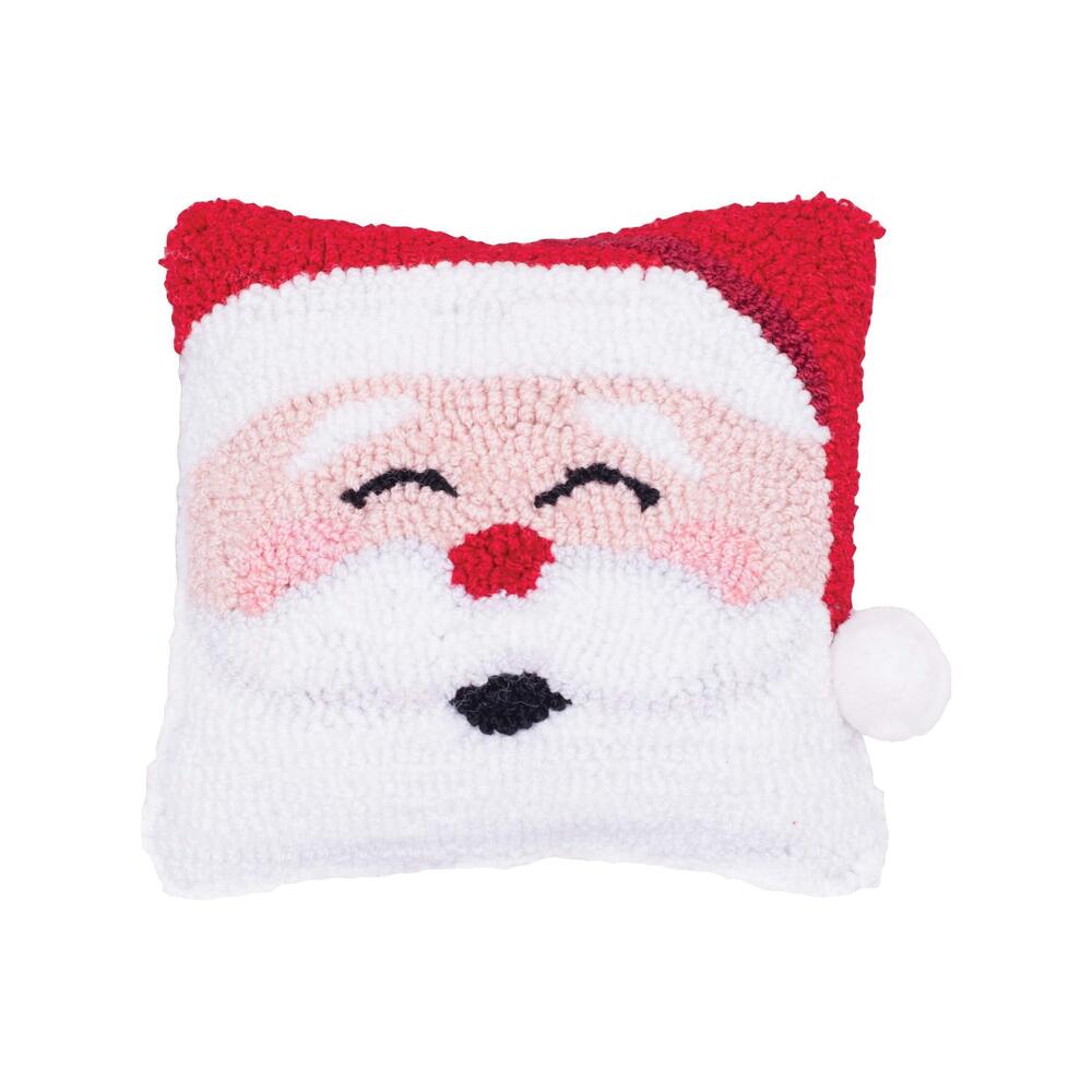 4952 Happy Santa Claus Small/Petite Christmas Hooked Accent Pillow 8" x 8"
